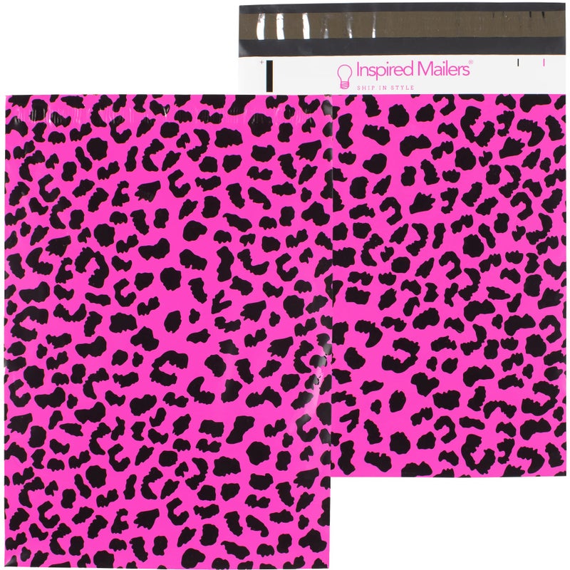 Inspired Mailers - Poly Mailers 10x13-100 Pack - Hot Pink Cheetah - Shipping Bags for Clothing - Large Mailing Envelopes - Shipping Envelopes - Mailing Bags - Package Bags - Image 1